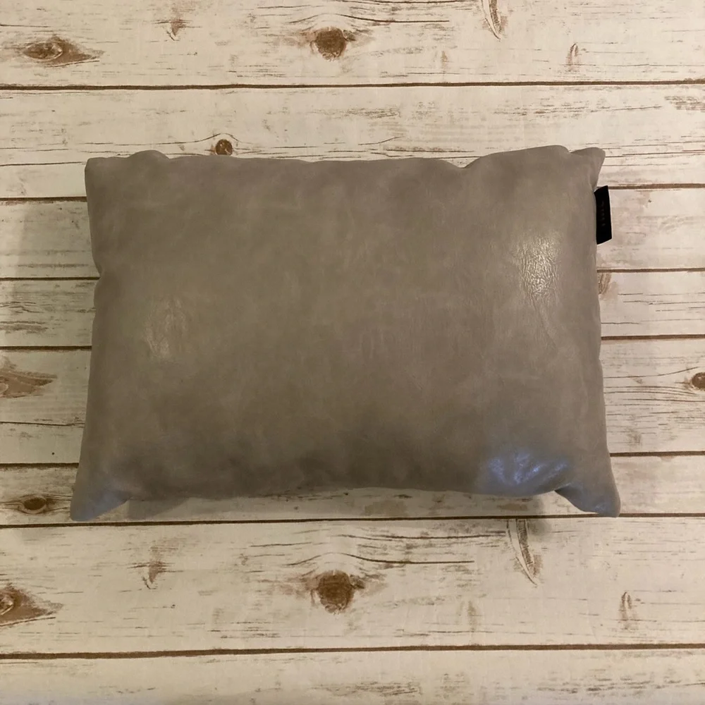 Frye Faux Leather Pillow Gray Woven 14 x 20 Decorative Lumbar Throw Pillow